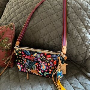 Consuela Crossbody with Striped Strap and bag charms *As Is*